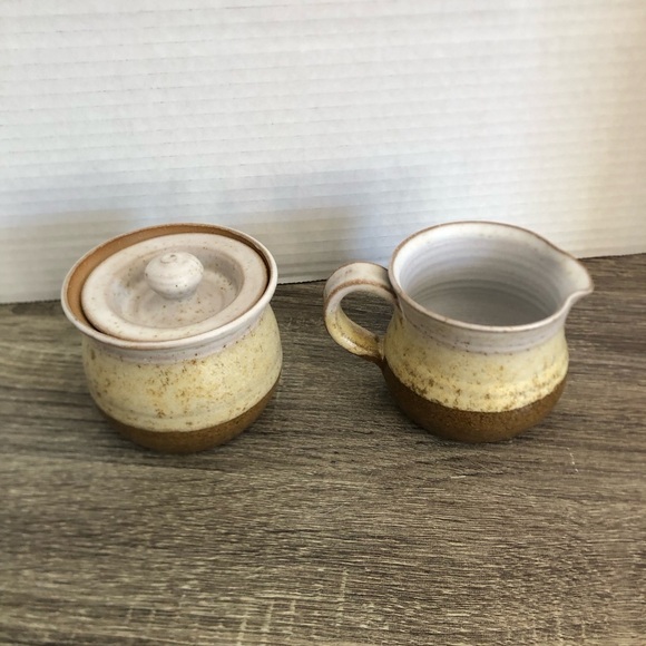 Rustic Pottery Sugar and Creamer Set - Picture 2 of 9
